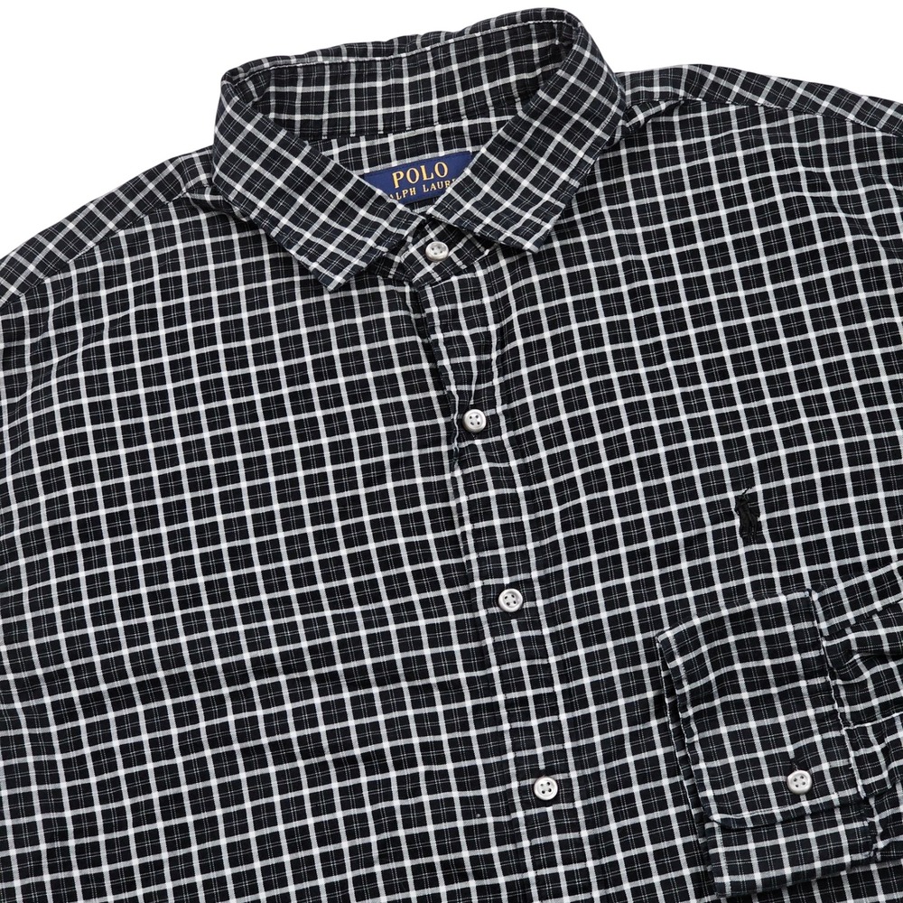 Polo Ralph Lauren Button Up Mens XXL Black White Grid Check Preppy Classic Ivy